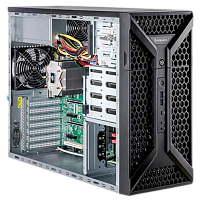 SYS-531A-IL Серверная платформа/ Supermicro UP Workstation Server SYS-531A-IL Mid-Tower, 1x LGA-1700, 4x DDR5 Up to 192GB, 4x 3.5" SATA, 3x M.2 NVMe PCIe 4.0 x4 (M-key 2280), 2x 5.25" bays, 2x PCIe 3.0 x4 FHFL, 2x PCIe 5.0 x8 (in x16) FHFL, 1x RJ45 1GbE w