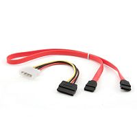 CC-SATA-N Комплект кабелей SATA Cablexpert CC-SATA-N, интерфейсный (48см) 7pin/7pin и питания (15см) 4pin/15pin, медь, пакет