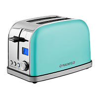 MF-821MINT Тостер MAUNFELD/ Тостер,механическое управление,2 отсека, 950 Вт, дисплей, регулировка степени поджаривания, индикация степени поджаривания, функция подогрева, подсветка элементов управления, поддон для сбора крошек, цвет мятный