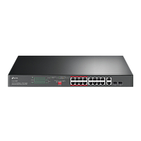 TL-SL1218MP Коммутатор/ 16-Port PoE+ Switch, 16 10/100Mbps RJ45 Ports, 2 Combo RJ-45/SFP Slots, 192W PoE Power