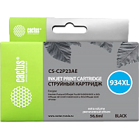 -/ Картридж струйный Cactus CS-C2P23AE №934XL черный (56.6мл) для HP DJ Pro 6230/6830