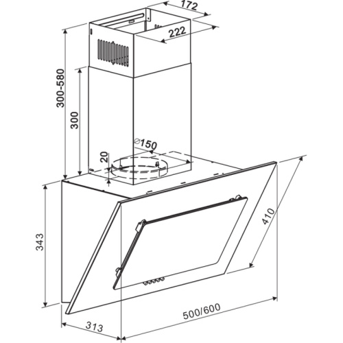 Tower60Black ВЫТЯЖКА MAUNFELD TOWER 60 ЧЕРНЫЙ/ Наклонная, 60 см, 700 м3/ч, электронное управление, черный фото 8