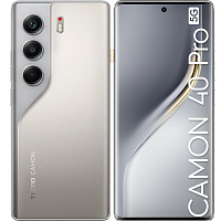 CM7256+8SANDYTITANIUM Смартфон Tecno Camon 40 Pro 5G 256Gb 8Gb титановый моноблок 3G 4G 2Sim 6.78" 1080x2436 Android 15 50Mpix 802.11 a/b/g/n/ac/ax NFC GPS GSM900/1800 GSM1900 Protect FM