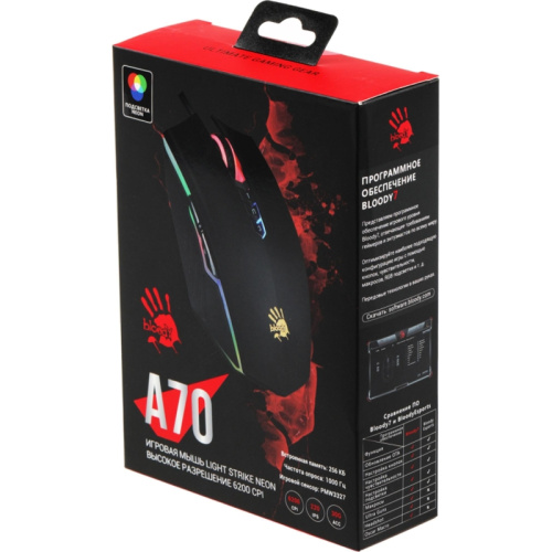 A70MATTEBLACK Мышь A4Tech Bloody A70 черный оптическая 6200dpi USB 8but (A70 MATTE BLACK) фото 2 A70MATTEBLACK Мышь A4Tech Bloody A70 черный оптическая 6200dpi USB 8but (A70 MATTE BLACK) фото 2