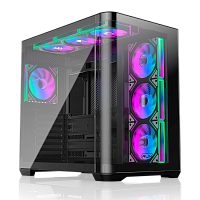 0R20B00258 Корпус без блока питания/ Case Raijintek ATREUS BT7, Midi-Tower, TG, 7x120mm ARGB, 2xUSB-A 3.0 + 1xUSB Type-C , E-ATX, ATX, mATX, mITX Black