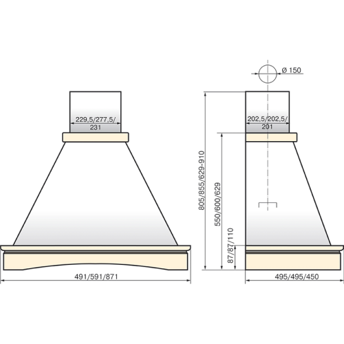 190337 GOOD, Кухонная вытяжка ELIKOR КВ Вилла 60П-650-П3Л без обрамления, бежевый фото 2