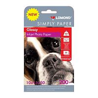 Бумага Lomond Simply 0102167 10x15/200г/м2/50л./белый CIE148% глянцевое для струйной печати