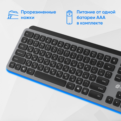 2002136 Клавиатура Oklick K859W серый/черный USB беспроводная slim Multimedia (2002136) фото 3 2002136 Клавиатура Oklick K859W серый/черный USB беспроводная slim Multimedia (2002136) фото 3
