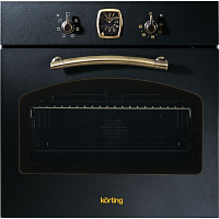 OKB460RN Встраиваемый духовой шкаф Korting/ Retro Calabria, 59.8 х 59.5 x 56 см, 6 режимов нагрева, аналоговые часы в классическом стиле Frank Muller, таймер, черный+бронза