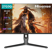 27G7Q-PRO,27G7QPRO Монитор Hisense/ 27"/3840x2160, IPS/MiniLED, Local Dimming 1152 zone, 16:9, матовый, 160Hz(UHD) 320Hz(FHD), время отклика 1мс, 350кд/м2, 1000:1,DisplayPort, HDMI*2, Type-C, USB HUB 3, черный, 2025