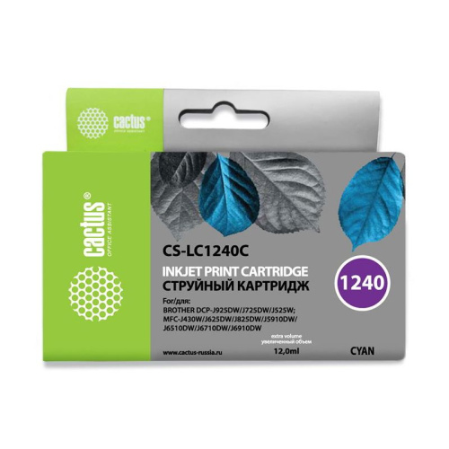 -/ Картридж струйный Cactus CS-LC1240C голубой (12мл) для Brother MFC-J6510/6910DW
