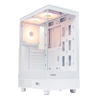 F510-TGWH-ARGB Корпус без блока питания/ Case HSPD F510, Panoramic Mid Tower, White, TG, 0.5 SPCC, 3x120mm ARGB (FNW010) ATX, mATX, mITX 180/280/160mm 1x2.5", 1x3.5", 7xPCI 2xUSB-A 3.0 356x218x467mm