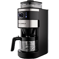 MF-731BK Кофемашина капельного типа MAUNFELD/ Кофемашина капельного типа MAUNFELD MF-731BK, мощность 820 Вт, 5 степеней помола, регулировка крепости кофе, режим подогрева, кофемолка, объем кофейника 0,75 л, цвет черный