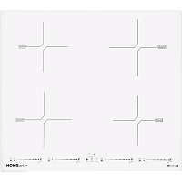 Встраиваемая варочная панель HOMSAir/ Индукционная варочная панель, 60 см, 4 конфорки, мощность конфорок 2000, 2000, 1200, 1200 Вт, сенсорное управление, бустер, автоматическое выключение, 9 уровней мощности, блокировка панели, таймер, белый цвет