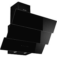TROYES60Noir Наклонная вытяжка MONSHER/ Настенная наклонная вытяжка, ширина 60 см, отвод/рециркуляция, 900 м3/час, механическое кнопочное управление, 3 скорости, светодиодное освещение 2*1 Вт, металлические жироулавливающие фильтры, угольный фильтр KFM 10