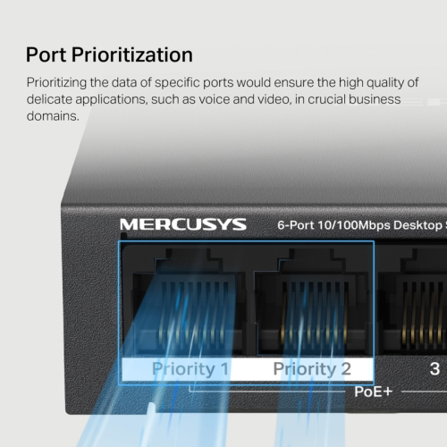 MS106P Коммутатор/ 6-Port 10/100Mbps Desktop Switch with 4-Port PoE+ фото 8