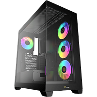 Gamma-C72-BKD400XX-GL Корпус ПК без блока питания/ Case Ocypus Gamma C72 BK ARGB, Midi-Tower, TG, 4x120mm ARGB, 2xUSB-A 2.0 + 1xUSB-A 3.0, ATX, mATX, mITX Black