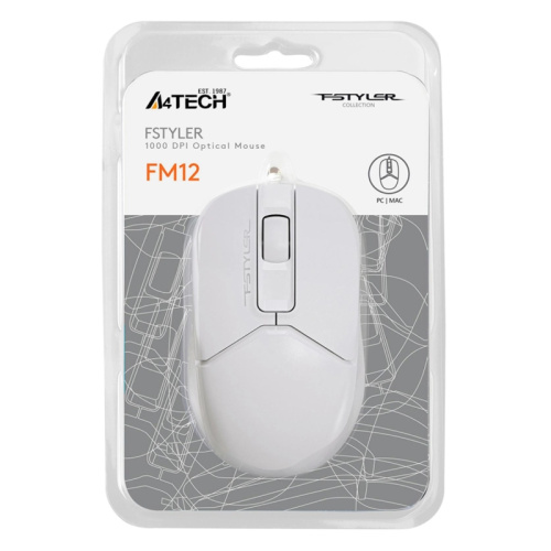 FM12WHITE Мышь A4Tech Fstyler FM12 белый оптическая 1200dpi USB 3but (FM12 WHITE) фото 6 FM12WHITE Мышь A4Tech Fstyler FM12 белый оптическая 1200dpi USB 3but (FM12 WHITE) фото 6