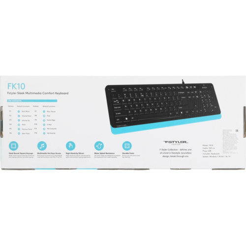 FK10BLUE Клавиатура A4Tech Fstyler FK10 черный/синий USB (FK10 BLUE) фото 13