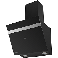 MEDWAY60GlassBlack/StripeInox Кухонная вытяжка MAUNFELD/ Кухонная вытяжка MAUNFELD Medway 60, наклонная, сенсорное управление, таймер, дисплей, 1000 м3/ч, энергоэффективность В, уровень шума 54 дБ, цвет черный/вставка сатин