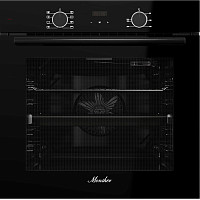 MOE6008Noir Духовой шкаф MONSHER/ Духовой шкаф MONSHER, 60 см, объем 80 л, утапливаемые переключатели, механический таймер, 2 стекла в дверце, 8 режимов, телескопические направляющие (на 1 уровень), энергоэффективность А, цвет черный