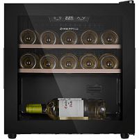 Винный шкаф MAUNFELD/ Винный шкаф MAUNFELD MFWC-40S14, ВхШхГ 515х480х435 мм, 14 бутылок, от 5 ° C до 20 ° C, отдельностоящий, полезный объем 40 л, электронный термостат, индикация температуры, диапазон влажности 50-80%, звуковой сигнал отключения питания,