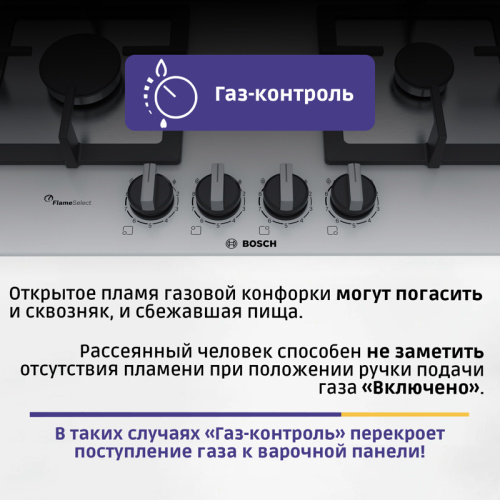 Газ, 5.8x59x52 см, закаленное стекло, независимая, белая фото 4 Газ, 5.8x59x52 см, закаленное стекло, независимая, белая фото 4