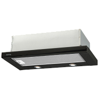 KHP6617GN Встраиваемая вытяжка Korting/ Встраиваемая с выдвижным экраном, ширина 60 см, 3 режима, механическре управление, 650 м3/ч., алюминиевые жировые фильтры, LED освещениe - 2 лампы, ур.шума 57дб, панель - черное стекло (обработка фасетт)