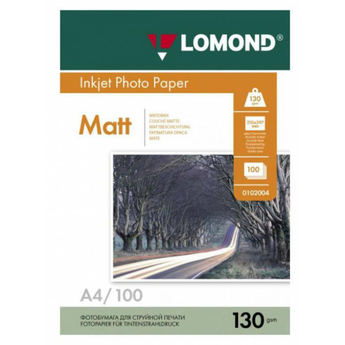 Фотобумага Lomond 0102004 A4/130г/м2/100л./белый матовое/матовое для струйной печати Фотобумага Lomond 0102004 A4/130г/м2/100л./белый матовое/матовое для струйной печати