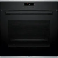 HBG272EB3 Serie 4,Встраиваемый духовой шкаф Bosch, Auto Pilot 10, объем 71 л , 7 режимов нагрева, 4D Hotair, телескопические направляющие 1уровень,пиролиз, сенсорное управление,цвет черный+профиль из нержавеющей стали