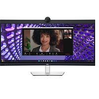 P3424WEB Монитор Dell 34" P3424WEB Black/Silver Curved 3800R, 21:9, IPS, 3440x1440, 5ms, 300cd, 60Hz, 4MP Camera, 1xHDMI, 1xDP, 3xUSB, 1xUSB-C, SPK, LAN, HAS