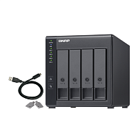 TR-004 Полка расширения сетевого хранилища без дисков/ channel QNAP DAS TR-004 4 Bay 2.5/3.5 SATA Type-C USB 3.1 Gen 1 (5 Gb/s ) Direct Attached Storage with Hardware RAID