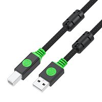 GCR-57667 GCR PRO Удлинитель PROF 5.0m USB 2.0 AM /AF крепление под винт, черный, ферритовое кольцо, медь, экран, армирование, заземление, GCR-57667