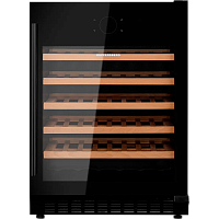 Винный шкаф KUPPERSBERG/ Винный шкаф KUPPERSBERG, встраиваемый, High-Tech, объем 135 л, вместимость 54 бутылки, диапазон температуры 5-20 градусов, механическое открытие двери, 5 полок из бука, LCD дисплей, уровень шума 40 дБ, цвет черный