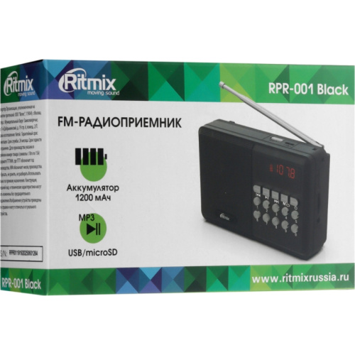 4610121105018 Радиоприёмник портативный/ RITMIX RPR-001 Чёрный фото 7