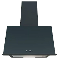 KHC65330GN Вытяжка Korting/ Ширина 60 см, вертикального типа, механическое кнопочное управление, 3 режима, 550 м3/ч., алюминиевые жировые фильтры, лампы освещения LED, декоративная металличская полочка черного цвета, черное стекло