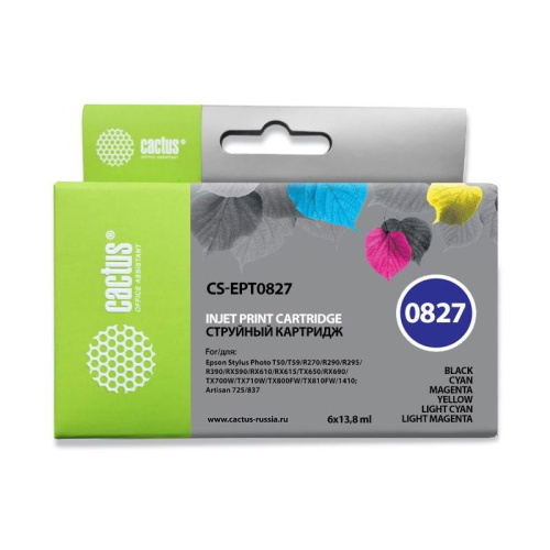 -/ Картридж струйный Cactus CS-EPT0827 черный/голубой/пурпурный/желтый/светло-голубой/светло-пурпурный фото 3