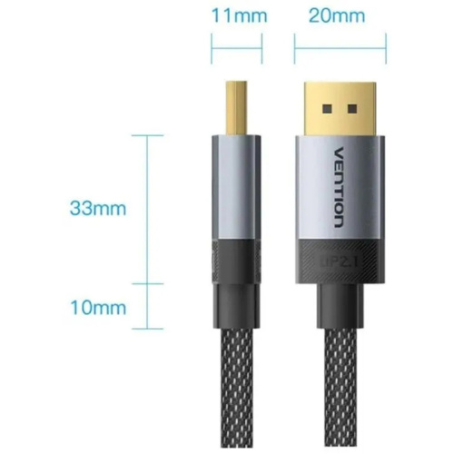 HGBHJ Кабель Vention DisplayPort v2.1 20M/20M - 5м Тканевая оплетка фото 2 HGBHJ Кабель Vention DisplayPort v2.1 20M/20M - 5м Тканевая оплетка фото 2