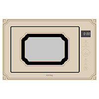 KMI825RGB Встраиваемая микроволновая печь Korting/ Встраиваемая микроволновая печь с грилем, дизайн РЕТРО, сенсорное управление TOUCH CONTROL, LED дисплей Cold White, объем печи: 25 л, функция гриля, 8 автоматических программ, функции разморозки по весу и