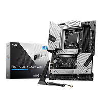 PROZ790-AMAXWIFI Материнская плата/ MB MSI INTEL Z790 s1700, 4xDDR5(256GB), HDMI 2.1/DP, 1xPCIe 5.0x16, 1xPCIe 4.0x16, 1xPCIe 3.0x16, 1xPCIe 3.0, 1xLAN (2.5GbE), Wi-Fi, BT, 6xSATA 6Gb/s, 4xM.2, 1xUSB-C, 5xUSB 3.2, 2xUSB 2.0, ATX