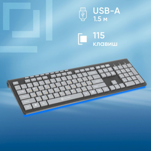 1067199 Клавиатура Oklick 480M черный/серый USB slim Multimedia (1067199) фото 14