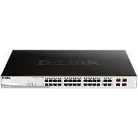 DGS-1210-28MP/FL1A Коммутатор/ DGS-1210-28MP/FL Managed L2 Switch 24x1000Base-T PoE, 4xCombo 1000Base-T/SFP, PoE Budget 370W, Surge 6KV, CLI