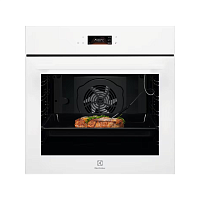 LOE8H39V Встраиваемый духовой шкаф ELECTROLUX/ электрический с конвекцией, объем 72 л, 17 режимов, очистка паровая, 3 стекла в дверце, направляющие проволочные + телескопические (1 уровень),белая,термозонд