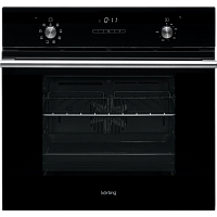 OKB792CFN Встраиваемый духовой шкаф Korting/ Crystal, 59.8 х 59.5 x 56 см, 9 режимов нагрева, гриль, конвекция, дисплей, таймер, телескопические направляющие, доводчик дверцы, черное стекло