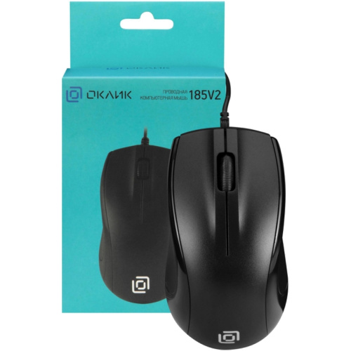 1185962 Мышь Oklick 185V2 проводная оптическая, черный, 3 кнопки, 1200dpi, USB фото 6 1185962 Мышь Oklick 185V2 проводная оптическая, черный, 3 кнопки, 1200dpi, USB фото 6