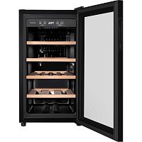 Винный шкаф/ Винный шкаф, ВхШхГ 675х360х575 мм, 18 бутылок, от 5 ° C до 20 ° C, отдельностоящий, полезный объем 118 л, электронный термостат, индикация температуры, материал полок: бук, цвет: черный
