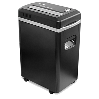 УМ22-5 Уничтожитель документов ГЕЛЕОС УМ22-5, DIN P-5 (5 ур-нь секр.), фрагмент 2х8мм, 9-10 лист (70г/м2), CD/пл.карты/скрепки/скобы, 22 литра