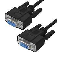 GCR-57638 GCR PRO Кабель 5.0m черный, RS-232 DB9 F/DB9 F, 0-модемный, 30AWG, экран