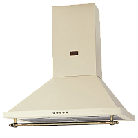 KHC6750RB Вытяжка Korting/ Купольная вытяжка, Ширина 60 см, Античный белый + кант, выполненный из натурального дерева, цает кнопок - бронза, Мощность: 750 м3/ч, Уровень шума: 54 дБ, 3 режима, Механическое управление, Алюминиевые жировые фильтры, 2 галоген