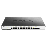 DGS-3000-28XMP/B1A Коммутатор/ DGS-3000-28XMP/B Managed L2 Switch 24x1000Base-T PoE, 4x10GBase-X SFP+, PoE Budget 370W, Surge 6KV, CLI, RJ45 Console, RPS, Dying Gasp